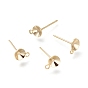 Brass Stud Earring Findings, Long-Lasting Plated, with Loop and 925 Sterling Silver Pin, for Pointed Back Rivoli Rhinestone, Cone