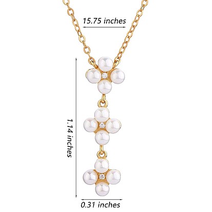 Shell Pearl Beads Flower Pendant Necklace for Women, 925 Sterling Silver Charms Necklace Dangle Gifts for Christmas Birthday