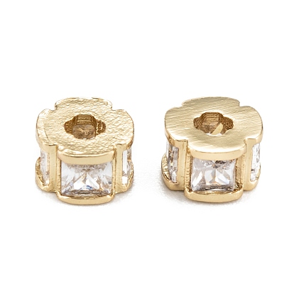 Laiton micro pavé de perles de zircone cubique claires, avec émail et anneau de saut, plaqué longue durée, rondelle