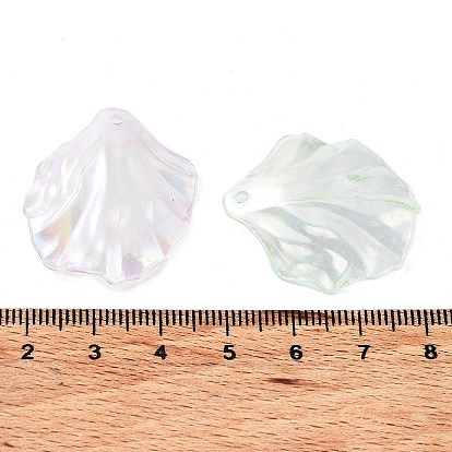 Pendentifs transparents en acrylique plaqué couleur ab, breloque feuille