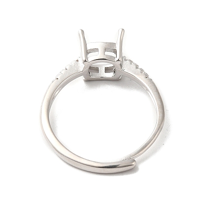 Configuración de anillo de la almohadilla de aleación ajustables, con un claro zirconia cúbico, configuraciones de anillo de punta