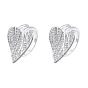 Clear Cubic Zirconia Heart Leaf Open Cuff Ring, Brass Jewelry for Women, Nickel Free
