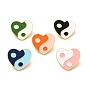 Coeur avec broche en émail motif yin yang, Broche en alliage d'émail porte-bonheur pour vêtements de sac à dos, or