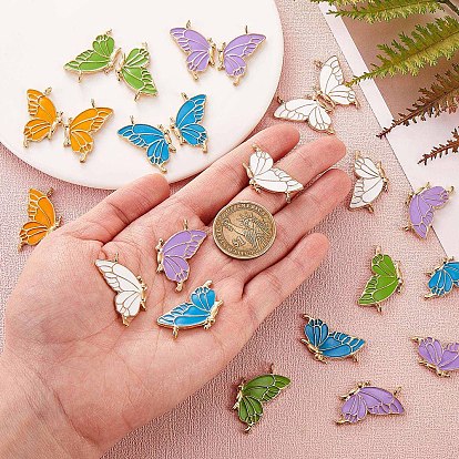50 piezas de dijes de mariposa de esmalte colgante de aleación de esmalte de insecto mezclado colorido para joyería collar pendiente pulsera hacer artesanías