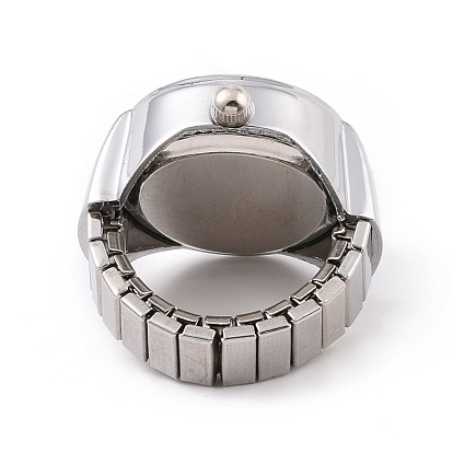 201 montres à bague en acier inoxydable avec bracelet extensible, montre à quartz plate ronde pour unisexe