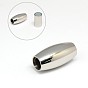 304 Stainless Steel Magnetic Clasps with Glue-in Ends, Ion Plating (IP), Barrel, 21x10mm, Hole: 5mm