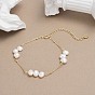 925 Sterling Silver Cable Chain Bracelets, Shell Pearl Link Bracelets for Women