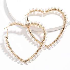 Boucles d'oreilles chics en perles forme coeur pour femme - vintage, bijoux d'oreilles minimalistes et élégants