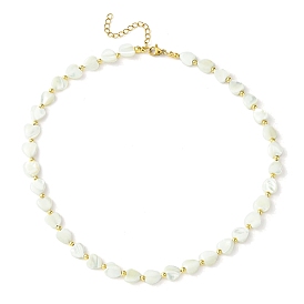 Colliers de perles en forme de cœur et d'alliage de coquillages naturels pour femmes