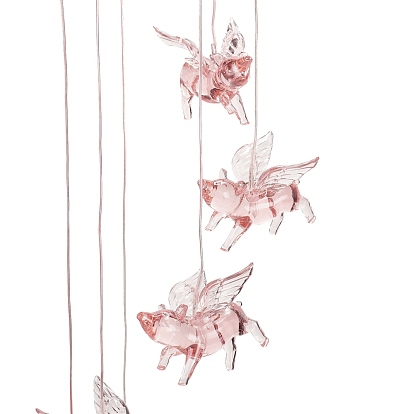 Carillon éolien de cochon volant à énergie solaire, imperméable, avec les accessoires de résine et en fer, pour l'extérieur, jardin, Cour, décoration de fête