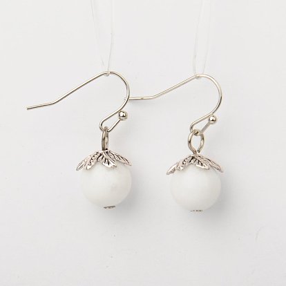 Ensembles de bijoux de pierre gemme naturelle, bracelets et boucles d'oreilles, avec des perles en laiton d'écartement et crochets en laiton