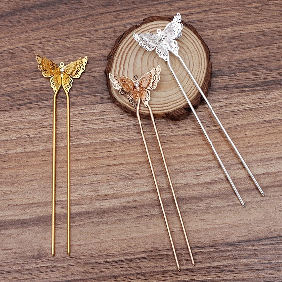 Accessoires de la fourche de cheveux en laiton, avec des finitions en filigrane de papillon