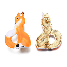 Fox Enamel Pin, Light Gold Plated Alloy Badge for Backpack Clothes, Nickel Free & Lead Free