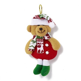 Non Woven Fabric Christmas Pendant Decorations, with Plastic Eyes, Bear