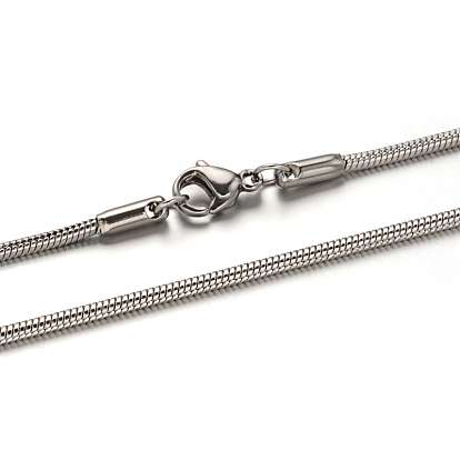 304 из нержавеющей стали цепи змея ожерелья, с карабин-лобстерами , 19.6 дюйм (50 см), 1.5 мм