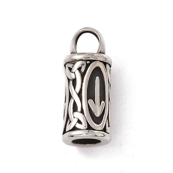 304 pendentif en acier inoxydable, colonne avec runes / futhark / futhorc