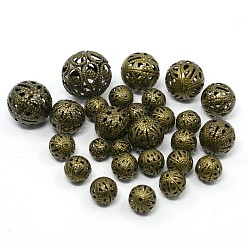 Misch Eisen filigrane Hohl runde Perlen, filigrane Kugel, 6~16 mm, Bohrung: 1 mm, ca. 170 Stk. / 100 g