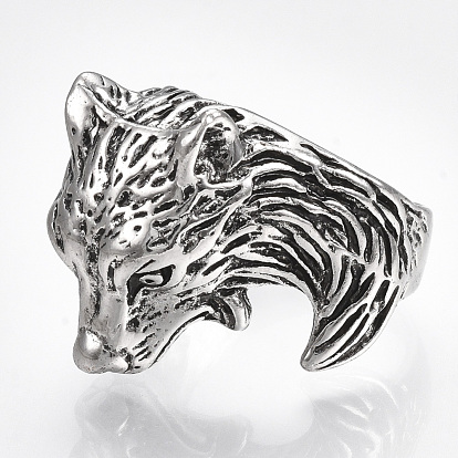 Alloy Cuff Finger Rings, Wide Band Rings, Wolf
