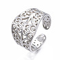 304 anillo de puño abierto con envoltura de hoja de acero inoxidable, anillo hueco grueso para mujer