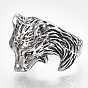 Alloy Cuff Finger Rings, Wide Band Rings, Wolf
