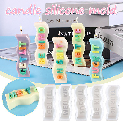 Vague avec des moules à bougies en silicone en forme de mot, pour les outils de fabrication de bougies
