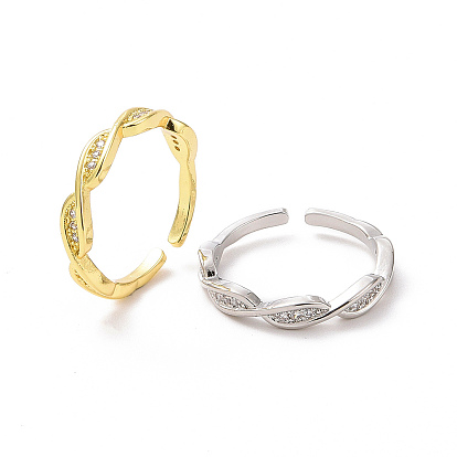 Открытое кольцо-манжета бесконечности из прозрачного кубического циркония, украшения из латуни для женщин