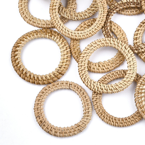 Reed caña hecha a mano / anillos de unión de ratán tejidos, Para hacer pendientes de paja y collares., anillo