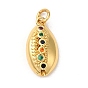 Rack Plating Brass Micro Pave Cubic Zirconia Pendants, with Jump Ring, Long-Lasting Plated, Lead Free & Cadmium Free, Shell
