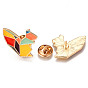 Alloy Enamel Brooches, Enamel Pin, with Brass Butterfly Clutches, Squirrel, Light Gold, Cadmium Free & Nickel Free & Lead Free