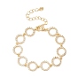 Pulsera de cadena de eslabones de anillo abierto de circonita cúbica transparente, joyas de latón para mujer, sin plomo y cadmio