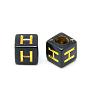 Opaque Plated Acrylic Beads, Metal Enlaced, Horizontal Hole, Mixed Letters, Cube