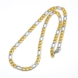 Модные ожерелья 304 из нержавеющей стали Figaro цепи для мужчин, с карабин-лобстерами , 21.85 дюйм ~ 23.62 дюйм (555~600 мм) x 7 мм