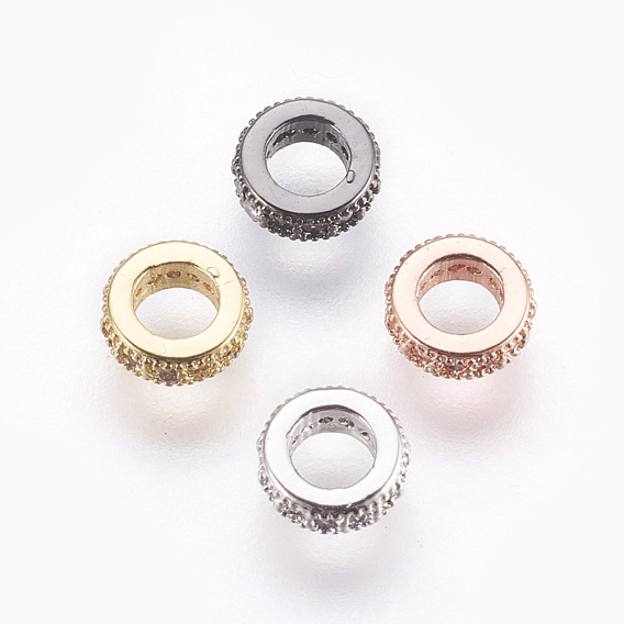 Micro en laiton pavent des perles cubes de zircone, sans plomb et sans cadmium, plat rond, clair