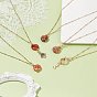 5 piezas 5 conjunto de collares con colgante de ágata roja natural de luna y planeta estrella, joyas de latón para mujer, dorado
