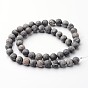 Frosted Round Natural Map Stone/Picasso Stone/Picasso Jasper Bead Strands