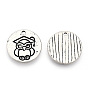 Tibetan Style Alloy Pendants, Cadmium Free & Lead Free, Flat Round with Owl