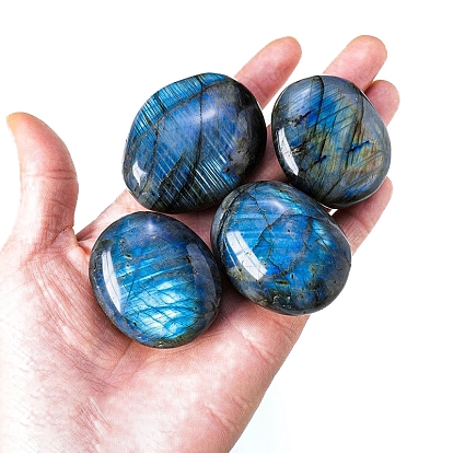 Natural Labradorite Oval Stone, Pocket Palm Stone for Reiki Balancing, Home Display Decorations