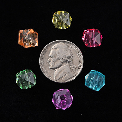 Transparent Acrylic Beads, Faceted, Square