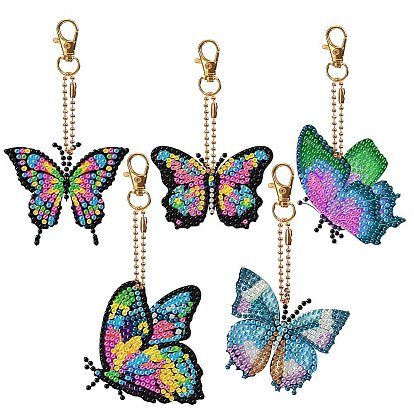 Butterfly DIY Diamond Painting Pendant Decoration Kits, Including Acrylic Board, Pendant Decoration Clasp, Bead Chain, Rhinestones Bag, Diamond Sticky Pen, Tray Plate and Glue Clay