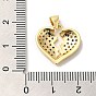 Rack Plating Brass Micro Pave Colorful Cubic Zirconia Pendants, Long-Lasting Plated, Lead Free & Cadmium Free, Broken Heart Charms