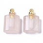 Natural Gemstone Openable Perfume Bottle Pendants, with Golden Tone Brass Findings, Essential Oil Bottle