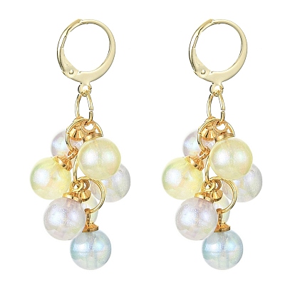 Boucles d'oreilles dormeuses en grappe ronde en acrylique, 304 bijoux en acier inoxydable