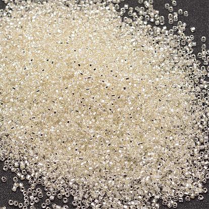 Perles rondes en verre de graine, argent bordée trou carré, couleurs transparentes