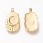 Brass Pendants, Long-Lasting Plated, Oval with Moon