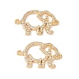 Brass Micro Pave Clear Cubic Zirconia Connector Charms, Elephant