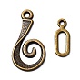 Tibetan Style Alloy Hook Clasps, For Leather Cord Bracelets Making, Lead Free and Cadmium Free, Vortex, Vortex: 26x13mm, Bar: 16.5mm, Hole: 3.5mm