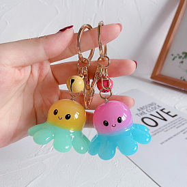 Cute Colorful Cartoon Octopus Keychain with LED Light-up Acrylic Toy