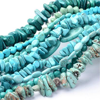 Brins de perles de magnésite naturelle, teints et chauffée, formes mixtes