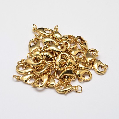 Accumuler fermoirs griffe placage et vide placage laiton homard pour création de collier de bijoux bracelet , avec deux anneaux de saut, sans cadmium et sans plomb