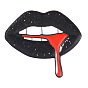 Creative Zinc Alloy Brooches, Enamel Lapel Pin, with Iron Butterfly Clutches or Rubber Clutches, Electrophoresis Black Color, Lip